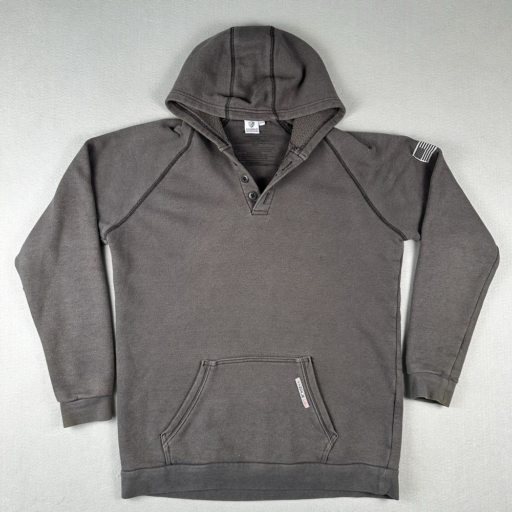 Tyndale FR Flame Resistant Henley Hoodie Men XL Long Gray Pullover CAT 2 USA